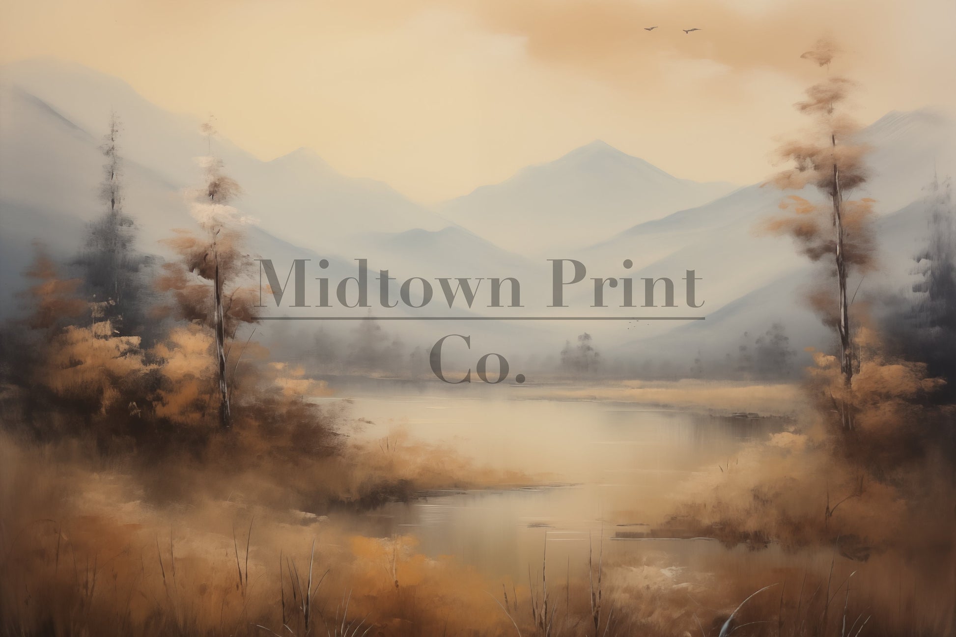 Rustic Lakeside Mountain Rage Vintage Printable Oil Painting Digital Download countryside_art digital digital_art_print downloadable_art farmhouse_decor landscape_wall_art living_room_decor midtownprintco modern_decor oil_painting printable_wall_art vintage_home_decor vintage_print wall_art