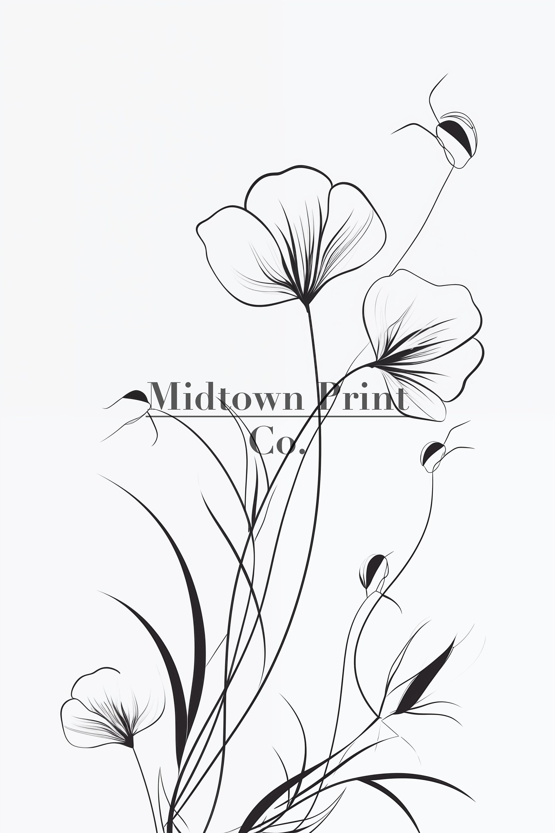 Printable Floral Minimalistic Line Art Digital Download digital digital_art_print downloadable_art farmhouse_decor landscape line_art living_room_decor MidtownPrintCo modern_decor printable_line_art printable_wall_art vintage_home_decor vintage_print wall_art