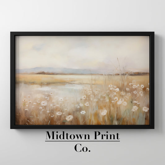 Spring Decor Wildflower Field Printable Vintage Oil Painting Digital Download digital digital_art_print downloadable_art farmhouse_decor landscape landscape_wall_art living_room_decor MidtownPrintCo modern_decor oil_painting printable_wall_art vintage_home_decor vintage_print wall_art