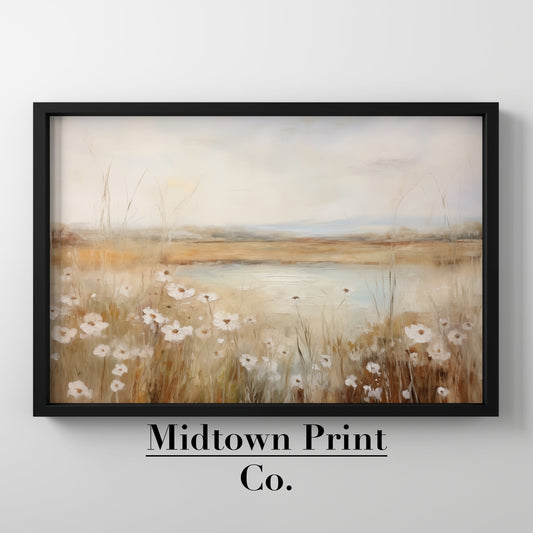 Spring Wildflower Field With Tall Grass Printable Vintage Oil Painting Digital Download digital digital_art_print downloadable_art farmhouse_decor landscape landscape_wall_art living_room_decor MidtownPrintCo modern_decor oil_painting printable_wall_art vintage_home_decor vintage_print wall_art