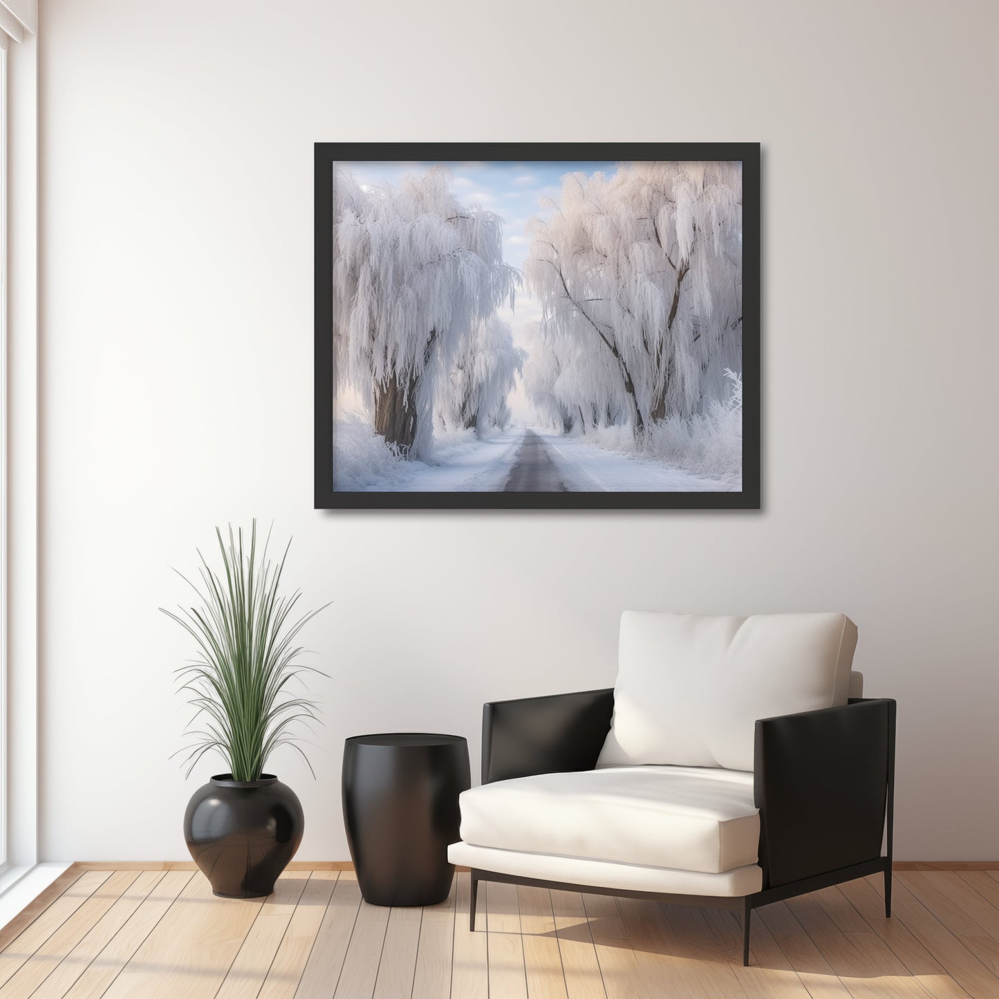 Winter Frozen Willow Trees Along Country Road Printable Oil Painting Wall Art Digital Download countryside_art digital digital_art_print downloadable_art landscape_wall_art living_room_decor modern_decor oil_painting printable_wall_art vintage_home_decor vintage_print winter_art winter_decor winter_landscape