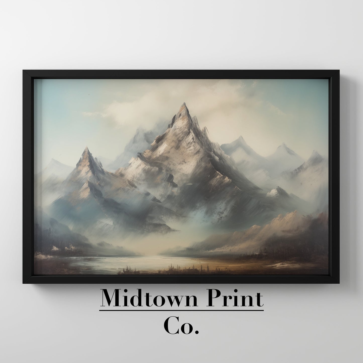 Winter Rustic Mountain Range Vintage Printable Oil Painting Digital Download countryside_art digital digital_art_print downloadable_art landscape_wall_art living_room_decor oil_painting printable_wall_art vintage_home_decor vintage_print wall_art winter_art winter_decor winter_landscape