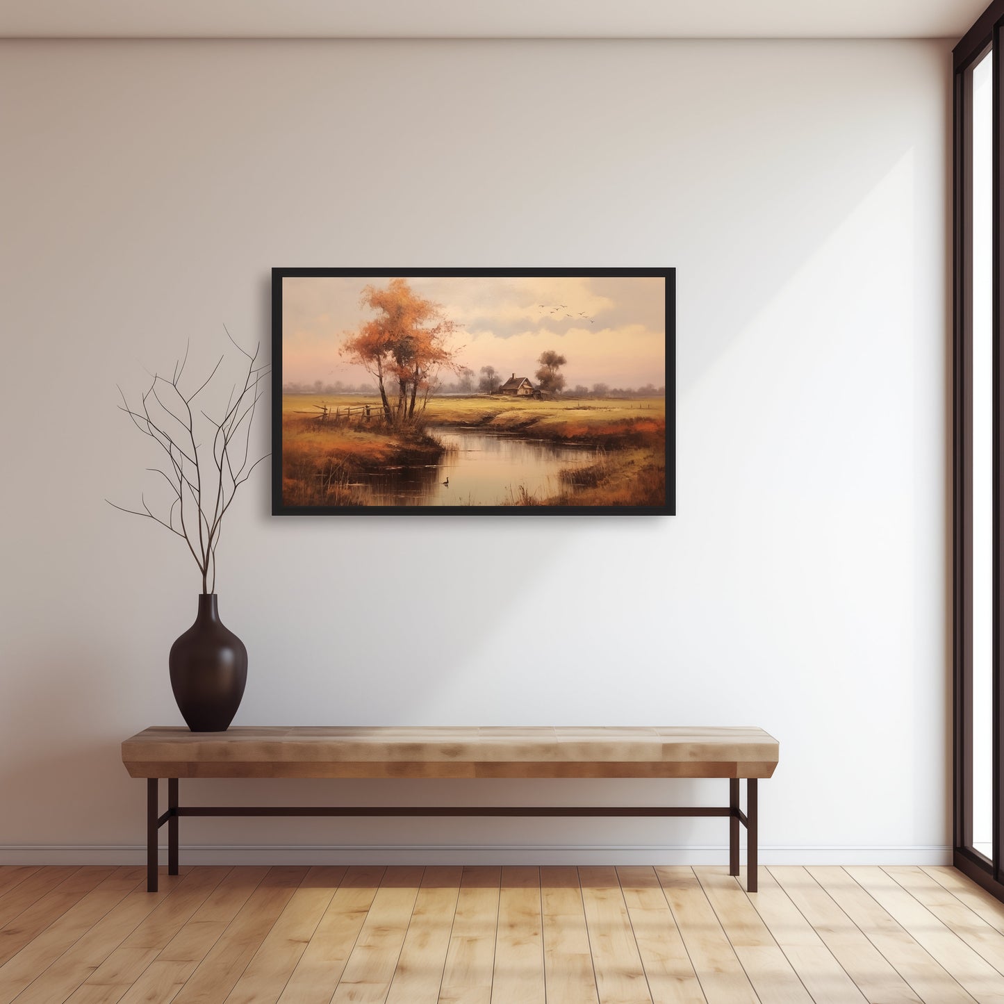 Cottage on a River Countryscape Printable Vintage Oil Painting Digital Download countryscape digital digital_art_print downloadable_art landscape landscape_wall_art living_room_decor MidtownPrintCo modern_decor oil_painting printable_wall_art vintage_home_decor vintage_print wall_art