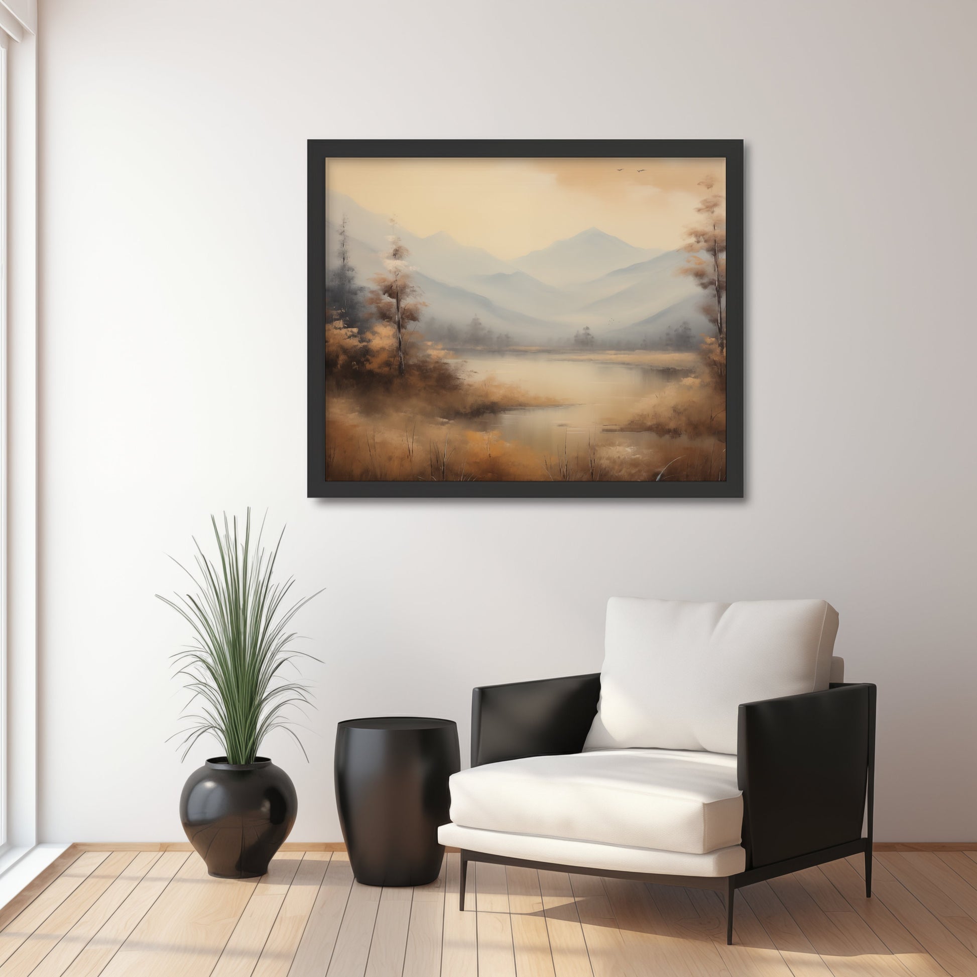 Rustic Lakeside Mountain Rage Vintage Printable Oil Painting Digital Download countryside_art digital digital_art_print downloadable_art farmhouse_decor landscape_wall_art living_room_decor midtownprintco modern_decor oil_painting printable_wall_art vintage_home_decor vintage_print wall_art