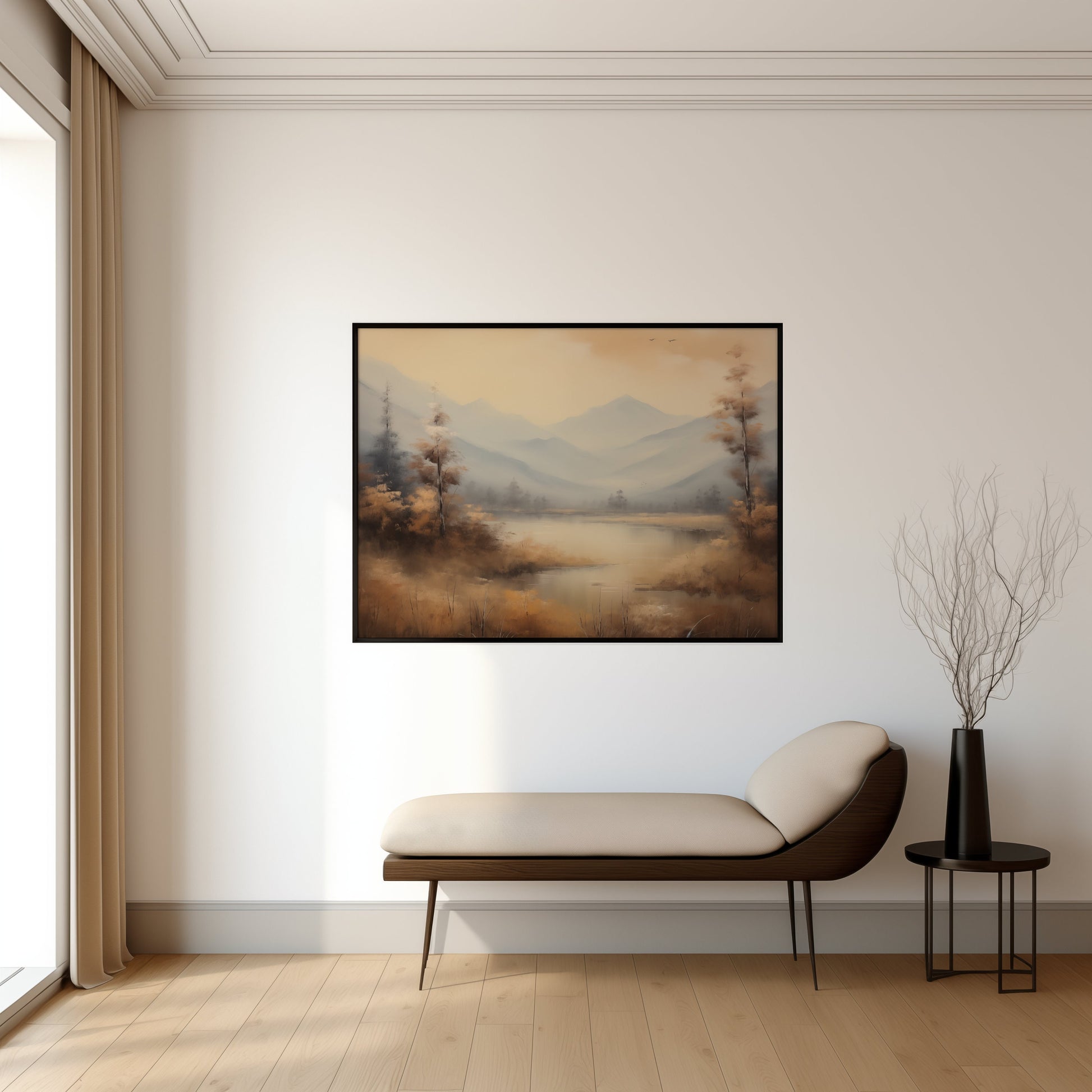 Rustic Lakeside Mountain Rage Vintage Printable Oil Painting Digital Download countryside_art digital digital_art_print downloadable_art farmhouse_decor landscape_wall_art living_room_decor midtownprintco modern_decor oil_painting printable_wall_art vintage_home_decor vintage_print wall_art